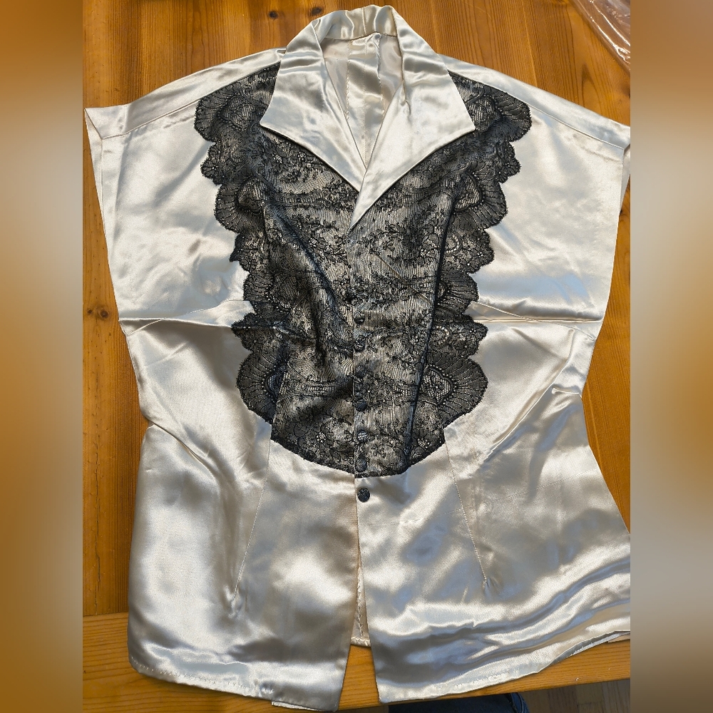 Vintage Satin And Lace Blouse Vest